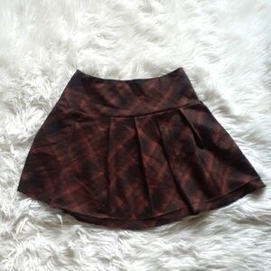 H&M Divided Dark Academia Brown Pleated Plaid Skirt Size 2